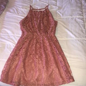 Pink, lace floral dress